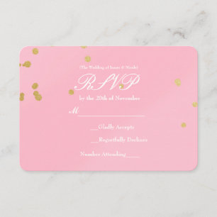Blush Pink & Gold Confetti RSVP-Karte Einladung