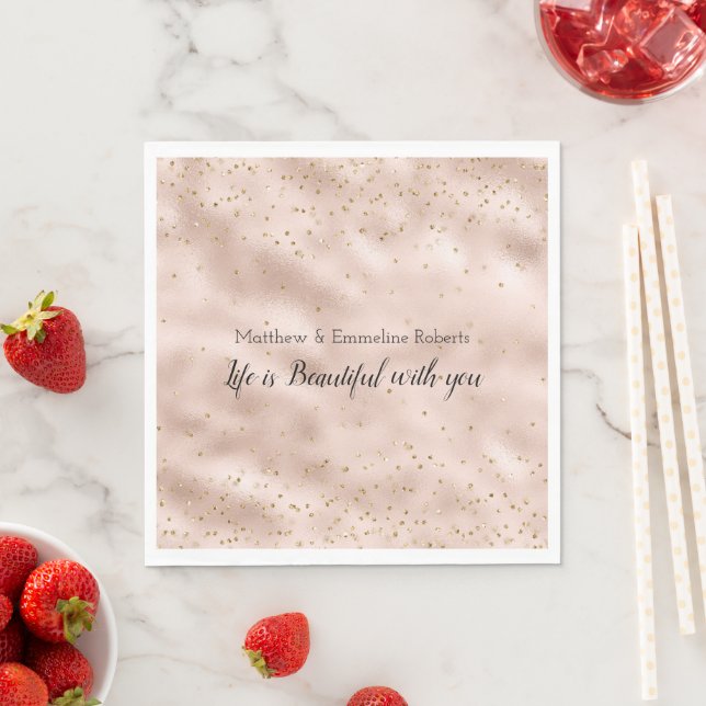 Blush Pink Gold Confetti Serviette (Beispiel)