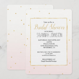 Blush Pink Gold Confetti Sparkle Ombre Einladung