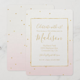 Blush Pink Gold Confetti Sparkle Ombre Geburtstag Einladung
