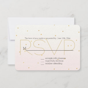 Blush Pink Gold Confetti Sparkle Ombre UAWG RSVP Karte