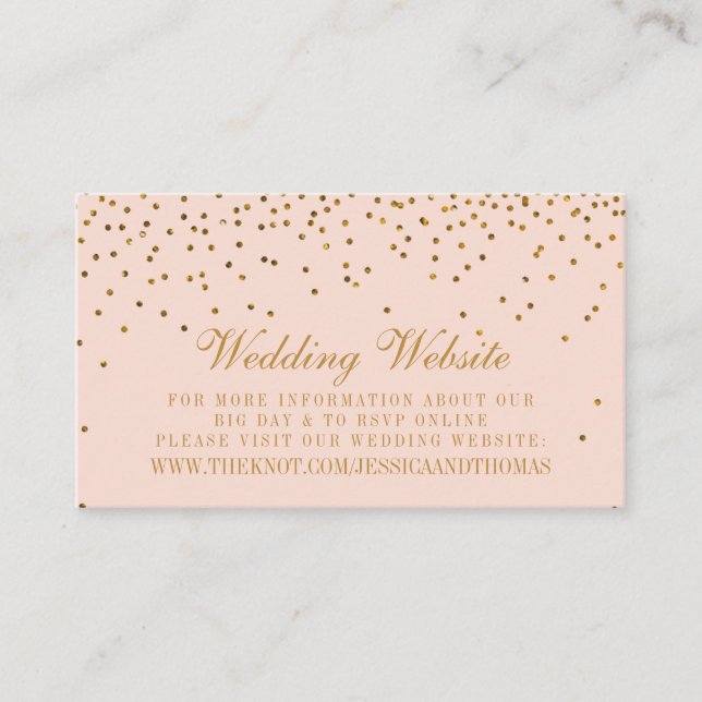Blush Pink & Gold Confetti Wedding Begleitkarte (Vorderseite)