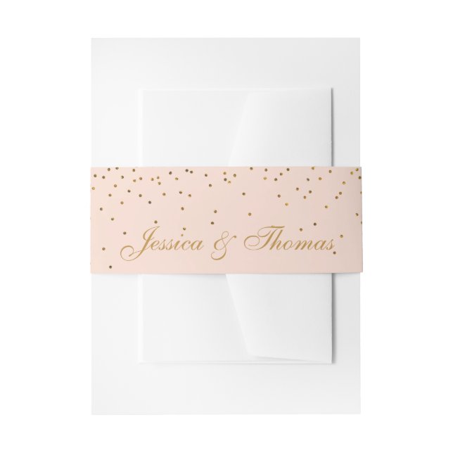 Blush Pink & Gold Confetti Wedding Einladungsbanderole (Vorderseite Beispiel)