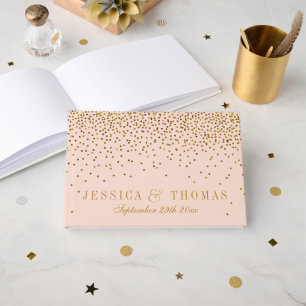 Blush Pink & Gold Confetti Wedding Gästebuch