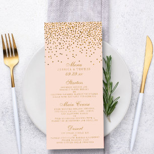 Blush Pink & Gold Confetti Wedding Menü
