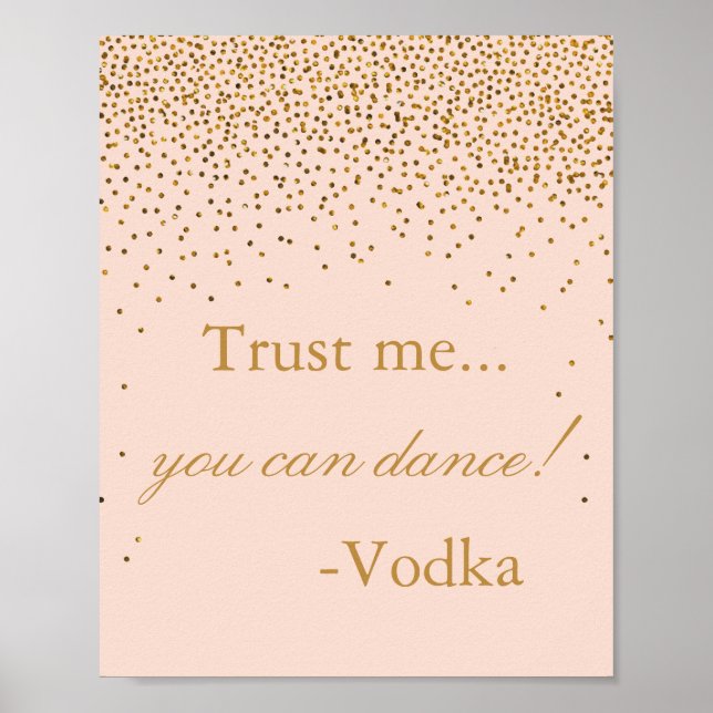 Blush Pink & Gold Confetti Wedding Party-Zeichen Poster (Vorne)