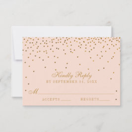 Blush Pink & Gold Confetti Wedding RSVP Karte