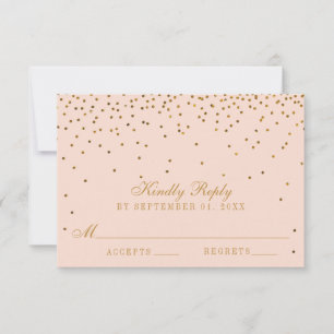Blush Pink & Gold Confetti Wedding RSVP Karte