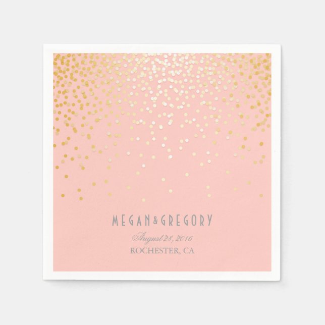 Blush Pink Gold Confetti Wedding Serviette (Vorderseite)
