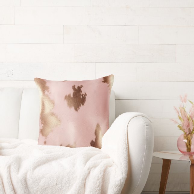 Blush Pink Gold Cowgirl Cowhide Kissen (Liege)