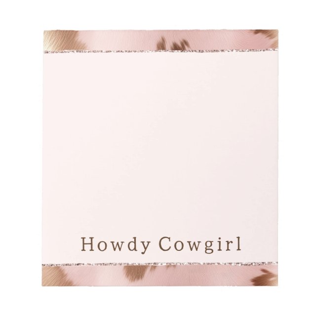Blush Pink Gold Cowgirl Cowhide Notizblock (Vorderseite)