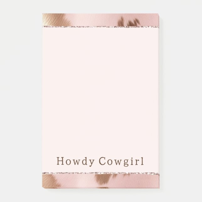 Blush Pink Gold Cowgirl Cowhide Post-it Klebezettel (Vorderseite)