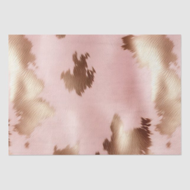 Blush Pink Gold Cowgirl Cowhide Seidenpapier (Vorderseite)