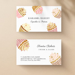 Blush Pink Gold Cupcakes Backpacker Business Card Visitenkarte