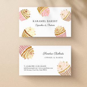 Blush Pink Gold Cupcakes Backpacker Business Card Visitenkarte