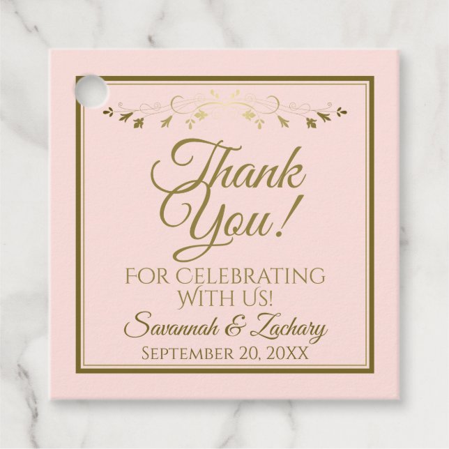 Blush Pink & Gold Einfache Elegante Hochzeit Viele Geschenkanhänger (Vorderseite)