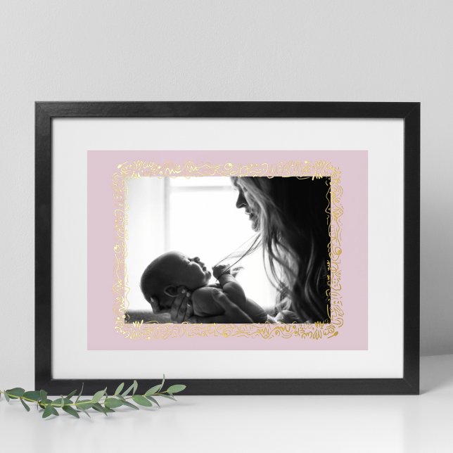 BLUSH PINK GOLD ELEGANT DOODLE FOTO FRAME FOLIENDRUCKE (Von Creator hochgeladen)