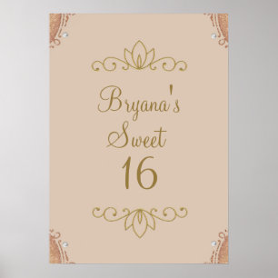 Blush Pink & Gold Elegantes Party-Banner mit eigen Poster