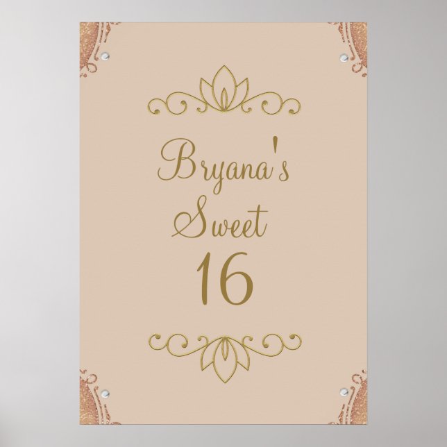 Blush Pink & Gold Elegantes Party-Banner mit eigen Poster (Vorne)