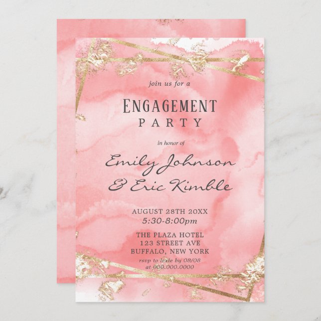 Blush Pink Gold Fairytale Engagement Party Einladung (Vorne/Hinten)