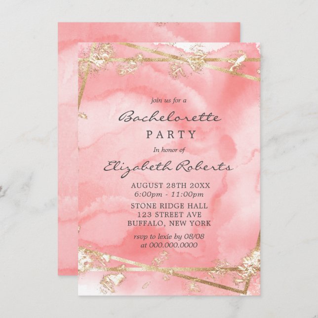 Blush Pink Gold Fairytale Junggeselinnen-Abschied  Einladung (Vorne/Hinten)