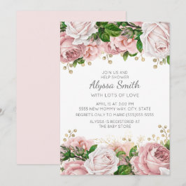 Blush Pink Gold Floral Baby Dusche Einladung