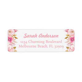 Blush Pink & Gold Floral Baby Dusche Etikett