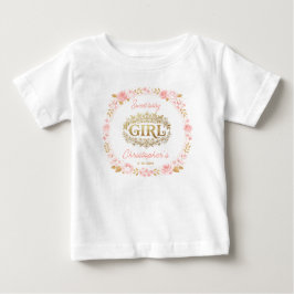 Blush Pink & Gold Floral Girl Baby Shower T-shirt