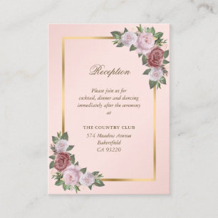 Blush Pink Gold Floral Hochzeitsempfehlung Begleitkarte