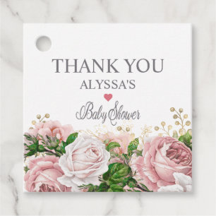 Blush Pink Gold Floral Little Girl Baby Dusche Geschenkanhänger
