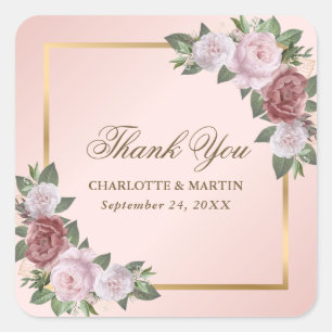 Blush Pink Gold Floral Vielen Dank Sticker