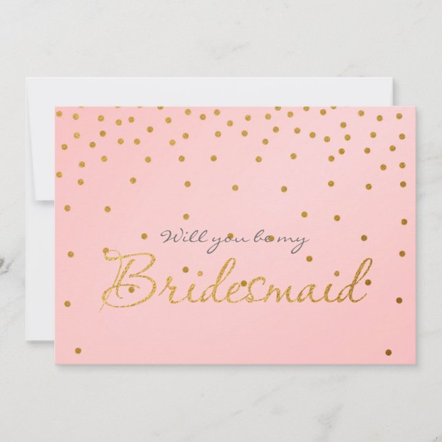 Blush Pink Gold Foil Confetti Dots BRIDESMAID CARD Einladung (Vorderseite)