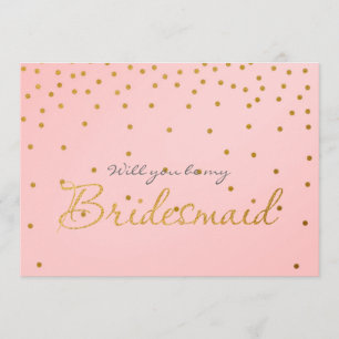 Blush Pink Gold Foil Confetti Dots BRIDESMAID CARD Einladung