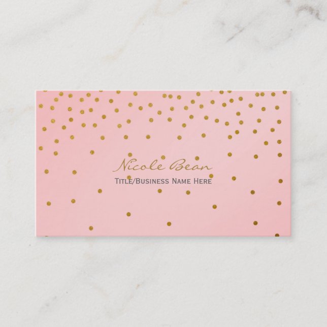 Blush Pink & Gold Foil Confetti Dots Business Card Visitenkarte (Vorderseite)