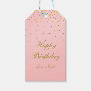 Blush Pink & Gold Foil Confetti Dots Geschenk Tag Geschenkanhänger
