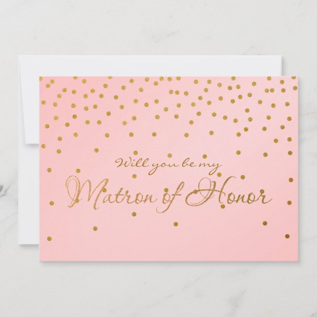 Blush Pink Gold Foil Confetti MATRON EONOR Karte (Vorderseite)