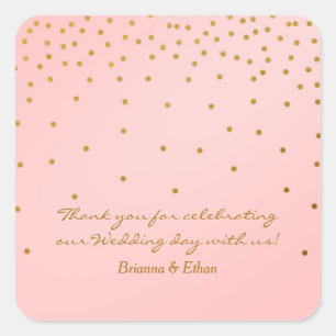 Blush Pink & Gold Foil Dots Moderne Sticker