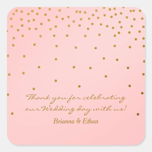 Blush Pink & Gold Foil Dots Moderne Sticker (Vorderseite)