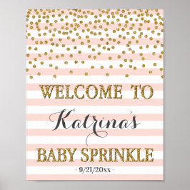 Blush Pink Gold Girl Baby Sprinkle Begrüßungszeich Poster