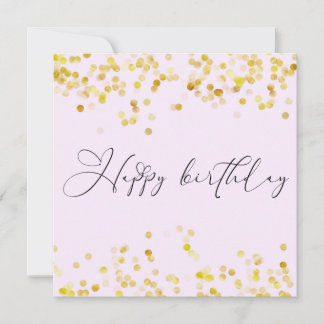 Blush Pink Gold Glitter Happy Birthday Karte