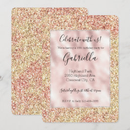Blush Pink Gold Glitter Ombre Einladung