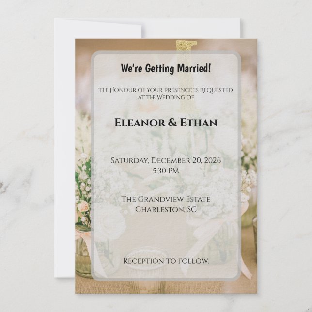 Blush Pink & Gold Glitter Rustic Elegant Wedding I Einladung (Vorderseite)