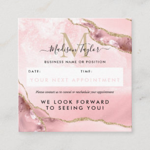 Blush Pink Gold Glitzer Agate Marble Monogram Nied Terminkarte