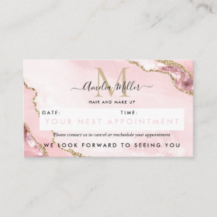 Blush Pink Gold Glitzer Agate Marble Monogram Nied Terminkarte