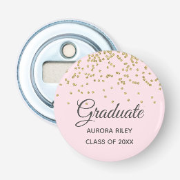 Blush Pink Gold Glitzer Confetti Abschluss Gefalle Flaschenöffner