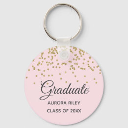 Blush Pink Gold Glitzer Confetti Abschluss Gefalle Schlüsselanhänger