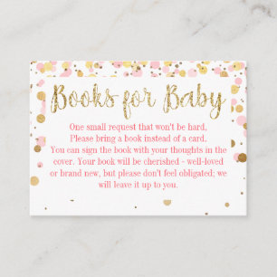 Blush Pink Gold Glitzer Confetti Bücher für Baby Begleitkarte