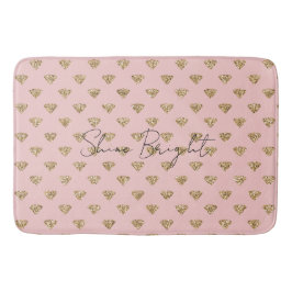 Blush Pink Gold Glitzer Diamonds Badematte