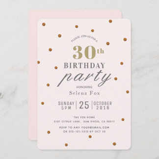 Blush Pink & Gold Glitzer Dots Geburtstag Einladun Einladung