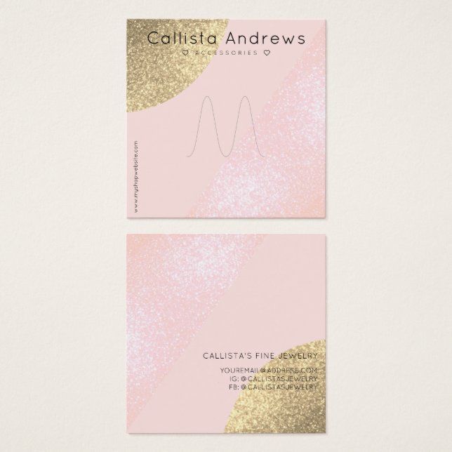 Blush Pink Gold Glitzer Geo Herzring Display (Vorne & Hinten)